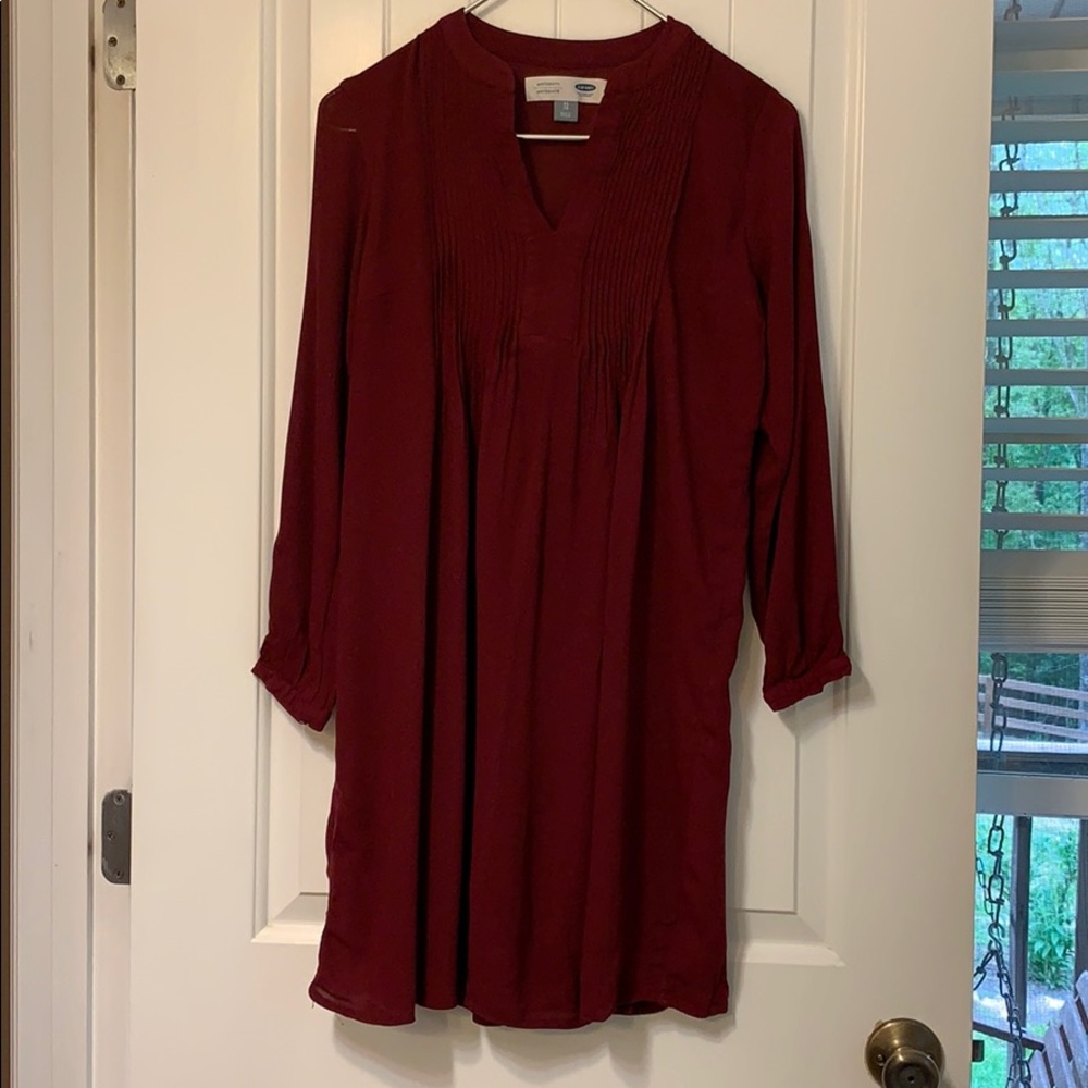 Long sleeve maroon maternity dress